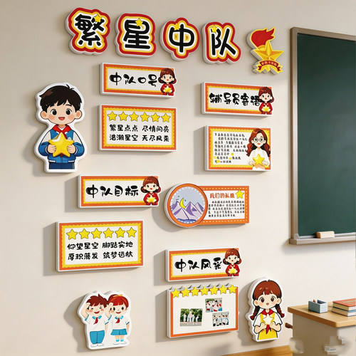 教室布置文化墙贴夸小学班级之星人环创特色组评比栏建设群星闪耀