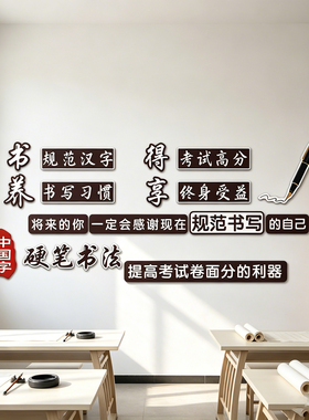 硬笔书法励志墙贴画钢笔练字辅导班级文化背景墙装饰教室标语布置