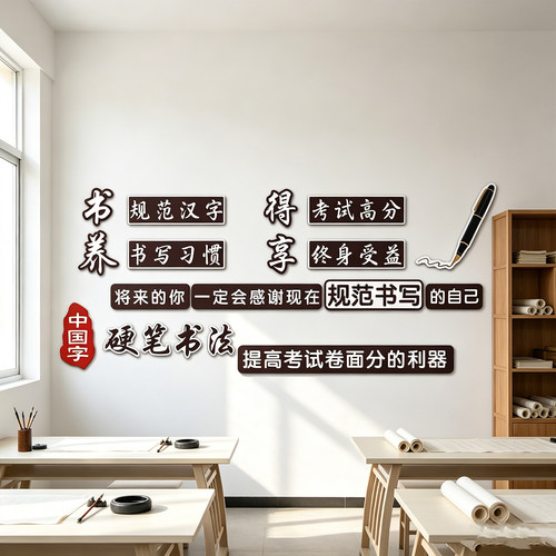 硬笔书法励志墙贴画钢笔练字辅导班级文化背景墙装饰教室标语布置
