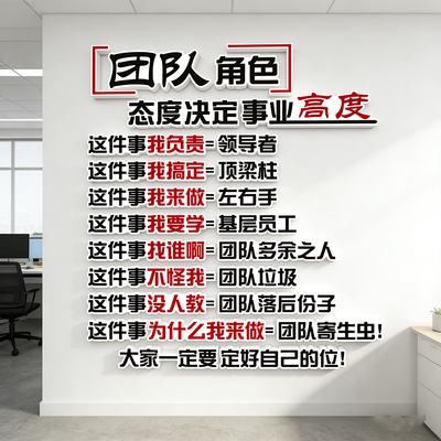 公司企业文化墙贴纸背景办公室装饰团队客户业绩励志用心服务贴字