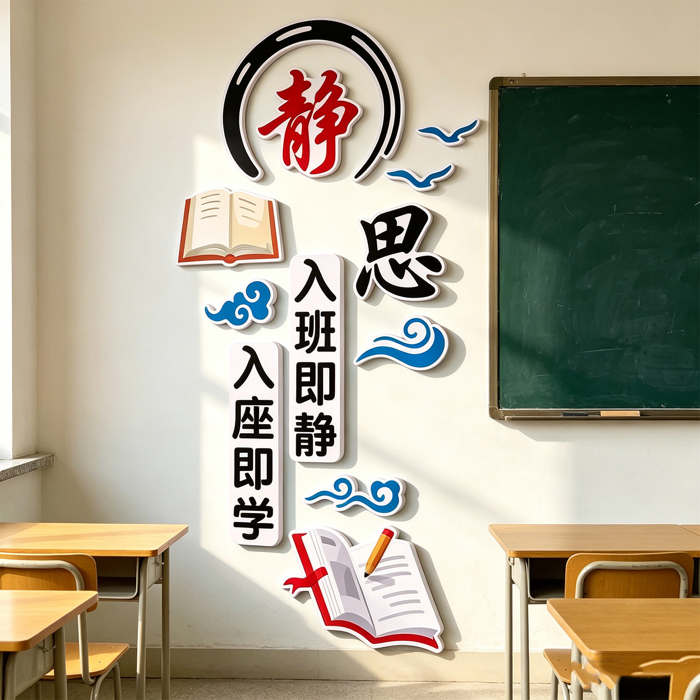 班级布置教室装饰学校教室文化建设公约小学高中励志文化墙3d墙贴图片