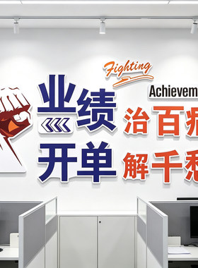 公司团队业绩企业文化贴纸网店工作办公室3d立体墙贴装饰布置标语