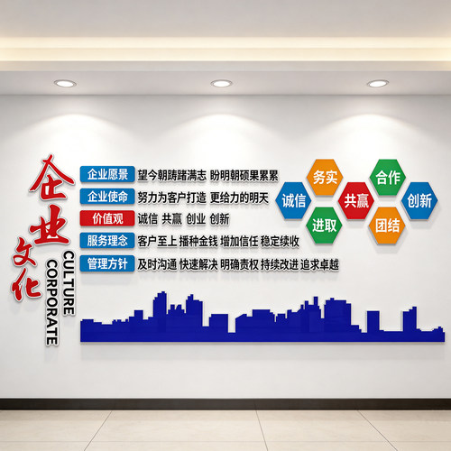 企业文化墙贴定制公司形象墙会议办公室背景墙面装饰布置励志标语
