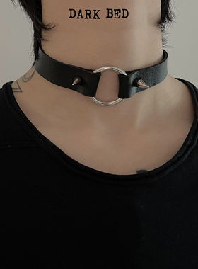 恶魔铆钉双尖钉个性圆环项圈PU皮质脖圈chocker朋克摇滚亚文化饰