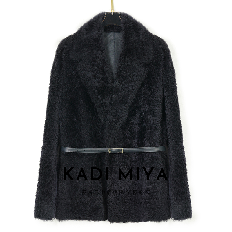 KADIMIYA【暮色蓝】进口小LACON拉贡奢雅高级宽松廓形皮草外套