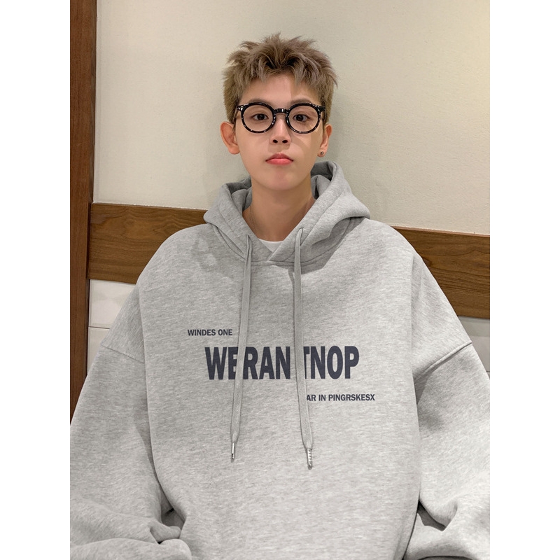 美式重磅连帽加绒卫衣男士秋冬季oversize大码厚外套即墨潮牌帽衫