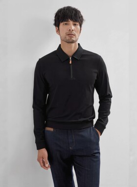 新品Simwood简木老钱风拉链polo衫男士高级感秋季新款休闲保暖透