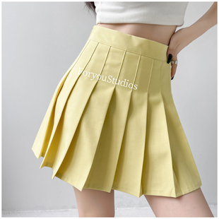 料A字裙显瘦小个子半身裙短裙裤 TB百褶裙女春夏季 高腰学院风西装