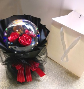 情人节创意亚克力球永生花束成品透明网红波波球生日节日礼品包邮