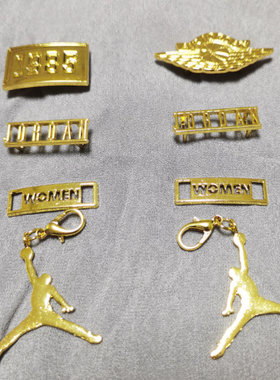 新款现货适配aj1985金色鞋扣 酒红脚趾飞翼飞人挂件金属配饰包邮