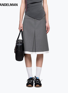 ANN ANDELMAN官方直营灰色设计感半身裙西装直筒中长裙垂感高级感