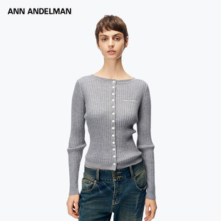 打底针织衫 ANDELMAN官方直营显瘦纽扣开衫 ANN 秋季 明星同款