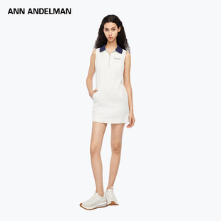 休闲简约撞色翻领无袖 新品 连衣裙女 ANDELMAN官方直营2025夏季 ANN
