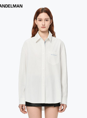 【男女同款】ANN ANDELMAN秋季新款拼接白色长袖衬衫休闲宽松衬衣