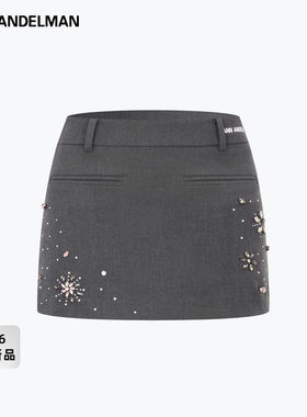 ANN ANDELMAN2026早春新款立体钉钻西装短裙灰色半裙包臀半身裙