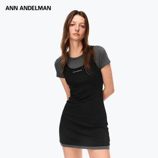 两件套连衣裙包臀裙 针织上衣中长款 ANN ANDELMAN官方直营黑色短袖
