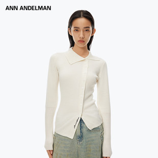 ANDELMAN不规则针织衫 女秋款 长袖 衫 ANN 开 不对称上 明星同款