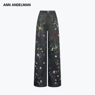 ANDELMAN官方直营印花黑色牛仔裤 裤 女2025新款 型超好看 子 版 ANN