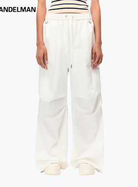 ANN ANDELMAN官方直营2025新品白色设计感直筒休闲长裤降落伞裤女