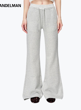 ANN ANDELMAN官方直营灰色微喇休闲卫裤女2025新款设计感阔脚长裤