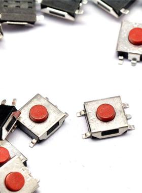 点动|宽6 高3.1MM 轻触开关 贴片5脚 红色按纽 防水铜头