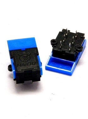 现货 电话机压簧开关直插楼宇对讲门铃插簧按钮 卡簧开关 6脚蓝色