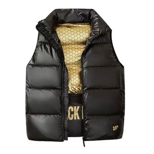 宽松亮面纯黑坎肩背心免洗流行外套 韩版 黑金马甲男女同款 24年新款