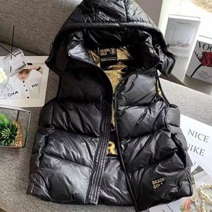 2024新款黑金羽绒棉马甲男冬季韩版潮牌情侣马夹外穿加厚保暖坎肩
