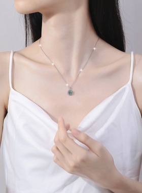 S925纯银莫桑钻1克拉项链女款