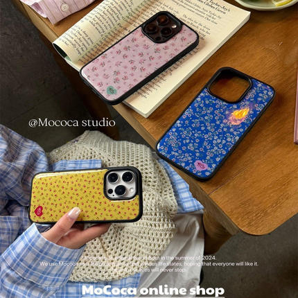 isn风碎花电镀滴胶银边软壳适用于苹果手机壳iPhone17promax纤维16pro/15/14promax/13/12/11pro可爱卡通ins