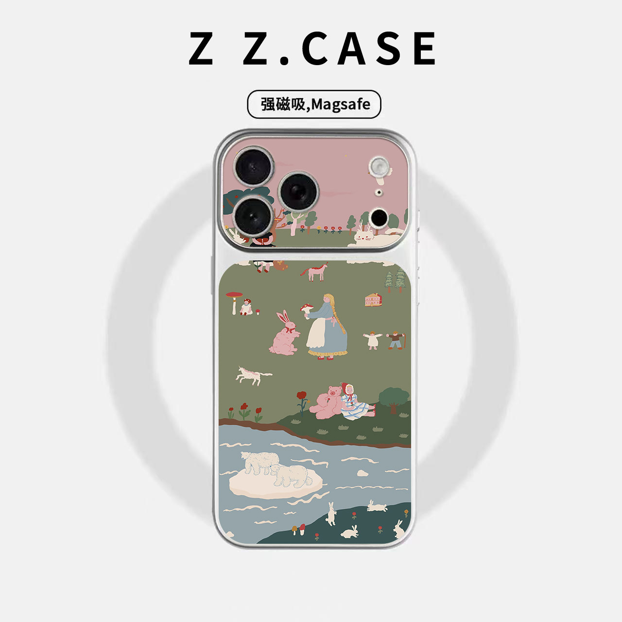 可爱抽象画ins秒变17原创大视窗适用磁吸苹果手机壳iPhone17promax防摔16pro个性15全包14plus13可爱保护套