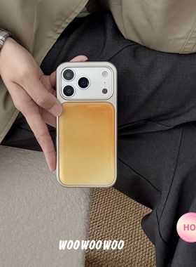 简约橙色渐变电镀银边软壳适用于苹果手机壳iPhone17promax手机壳保护套16pro/15/14promax/13/11pro可爱ins