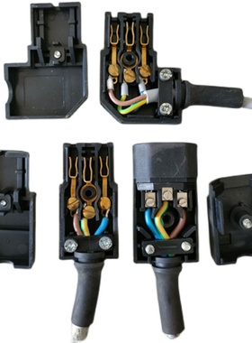 进口二手美国P587电源尾插 公母对插 螺丝接线 黑色工业插头插尾