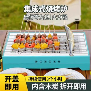 果木无烟碳烤炉肉架野餐郊游 户外一次性烧烤炉围炉煮茶家用便携式