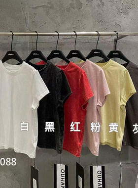 欧韩伽60088韩版纯棉短袖t恤女2026春宽松圆领百搭显瘦上衣打底衫