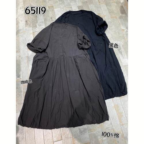 TY65119森女风全棉连衣裙女夏季宽松休闲显瘦圆领短袖衬衫裙2026