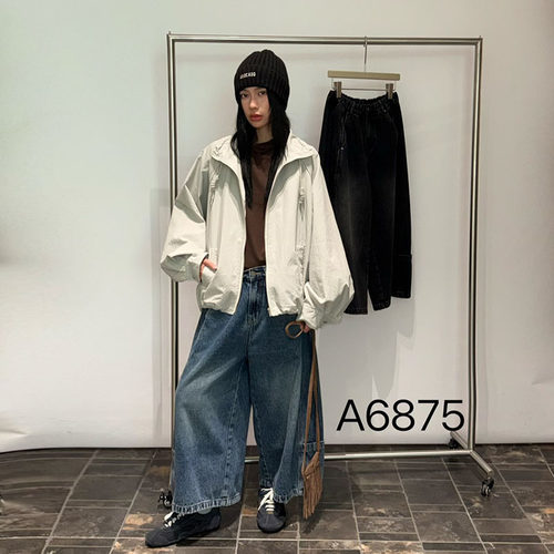 becabeau奢佑6875高腰宽松阔腿牛仔裤女显瘦百搭2026秋新款丹宁风