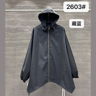 小辫子2603复古风连帽风衣外套女2026春季 宽松拉链短外套上衣 新款