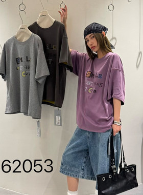 becabeau幕茄562053字母印花短袖T恤女宽松休闲风2026夏潮流上衣