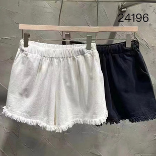 小辫子24196欧洲站夏季新款毛边牛仔短裤女宽松显瘦休闲阔腿热裤