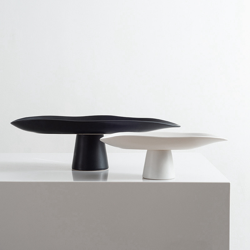 创意高脚陶瓷水果盘托盘北欧现代客厅黑白装饰树叶零食收纳盘摆件,家居饰品,果盘/果篓,淘宝优惠券,粉丝福利购,淘宝优惠卷