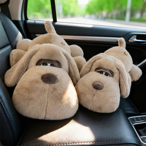 车载抱枕趴狗大耳朵狗狗公仔