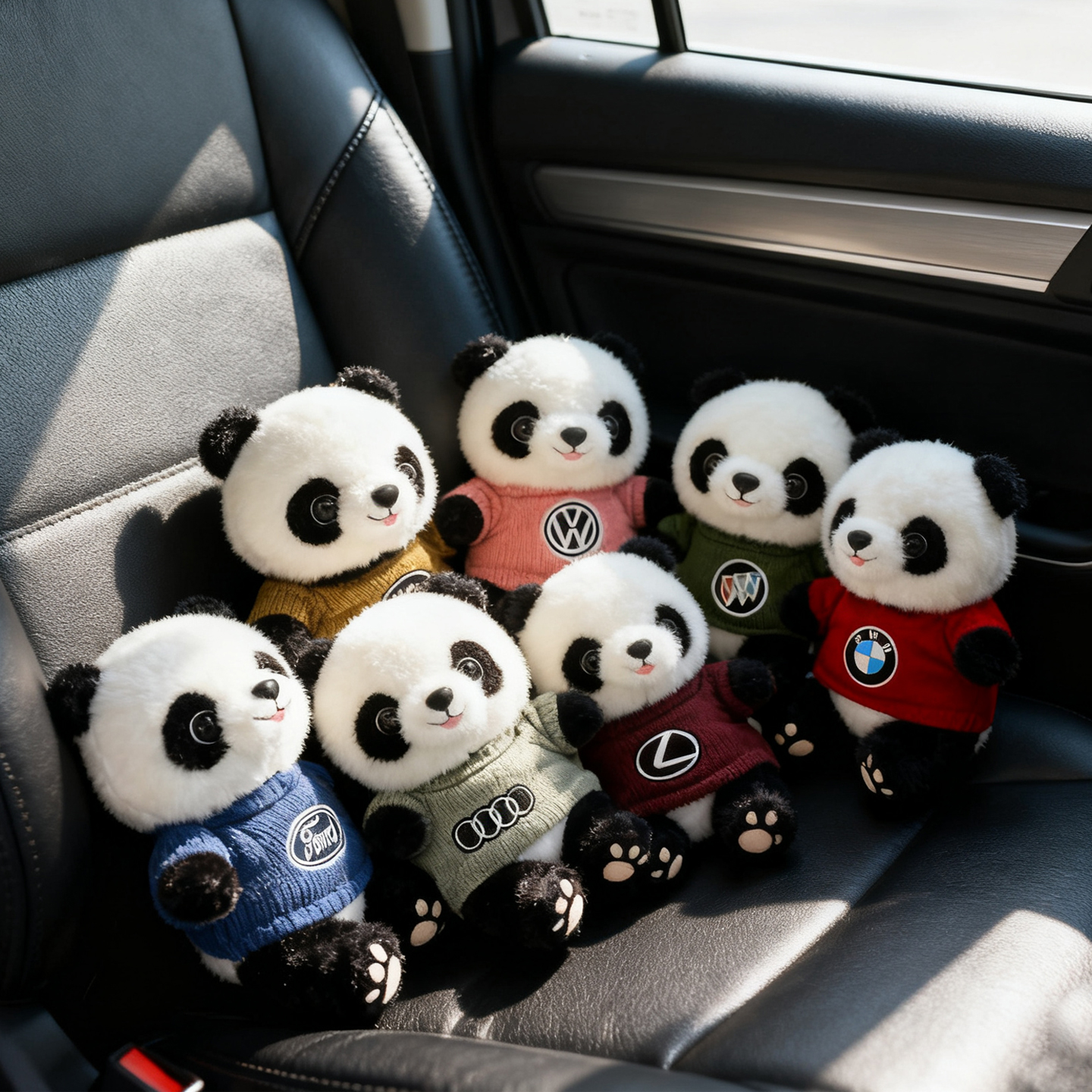 车载可爱小熊猫车标熊玩偶汽车装饰品摆件汽车用竹炭包碳包去异味