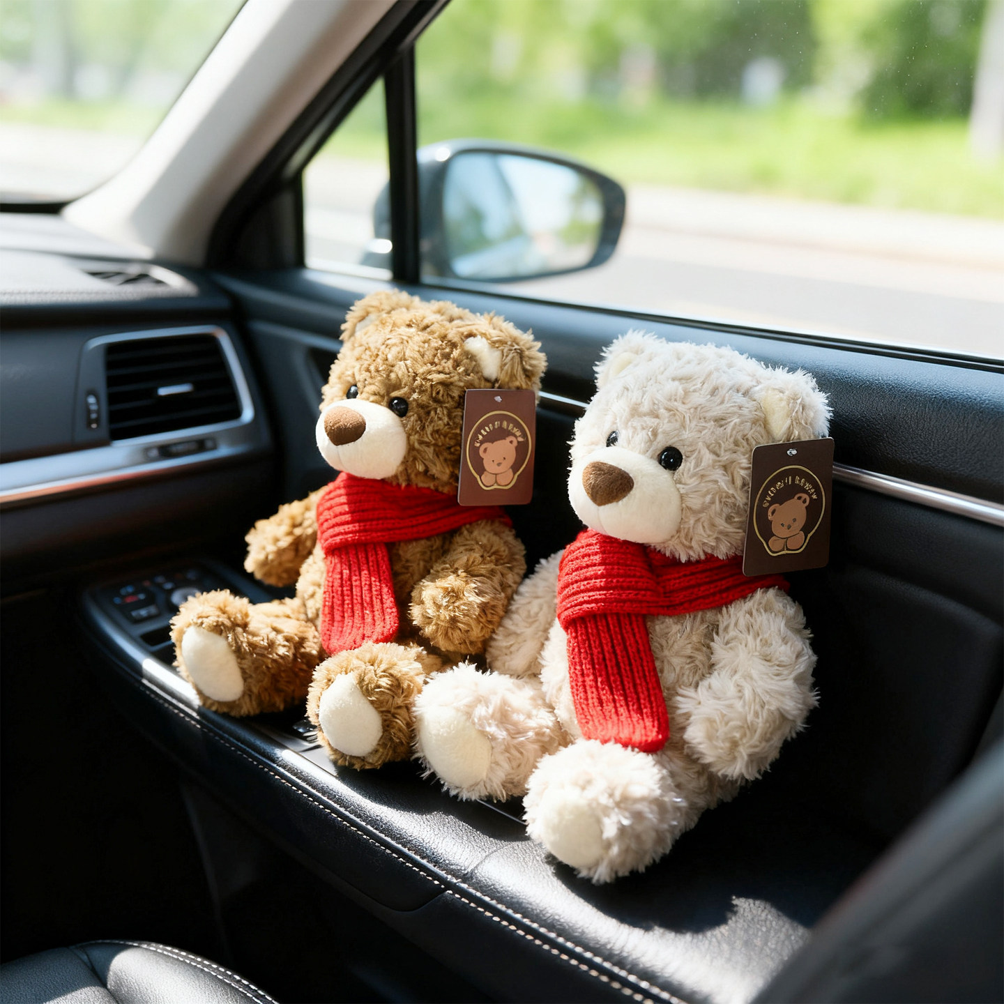 车载可爱卡通围巾小熊公仔汽车装饰品摆件汽车竹炭包活性碳包去味