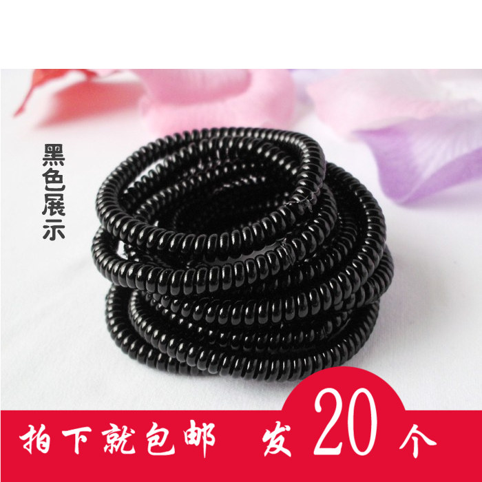 扎头发电话线发圈女简约加粗头绳小圈小号细发绳无痕皮筋黑色头饰