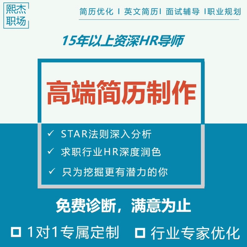 高端简历制作个人定制简历优化修改设计润色中英文求职简历翻译CV