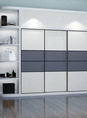 定制衣柜门移门卧室推拉门环保钛镁合金滑动门防划耐磨实木衣橱门