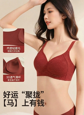 2026马年本命年红色内衣女士聚拢小胸收副乳防下垂文胸罩新款爆款
