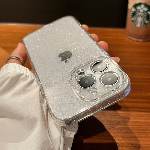 小红书简约透明闪粉手机壳