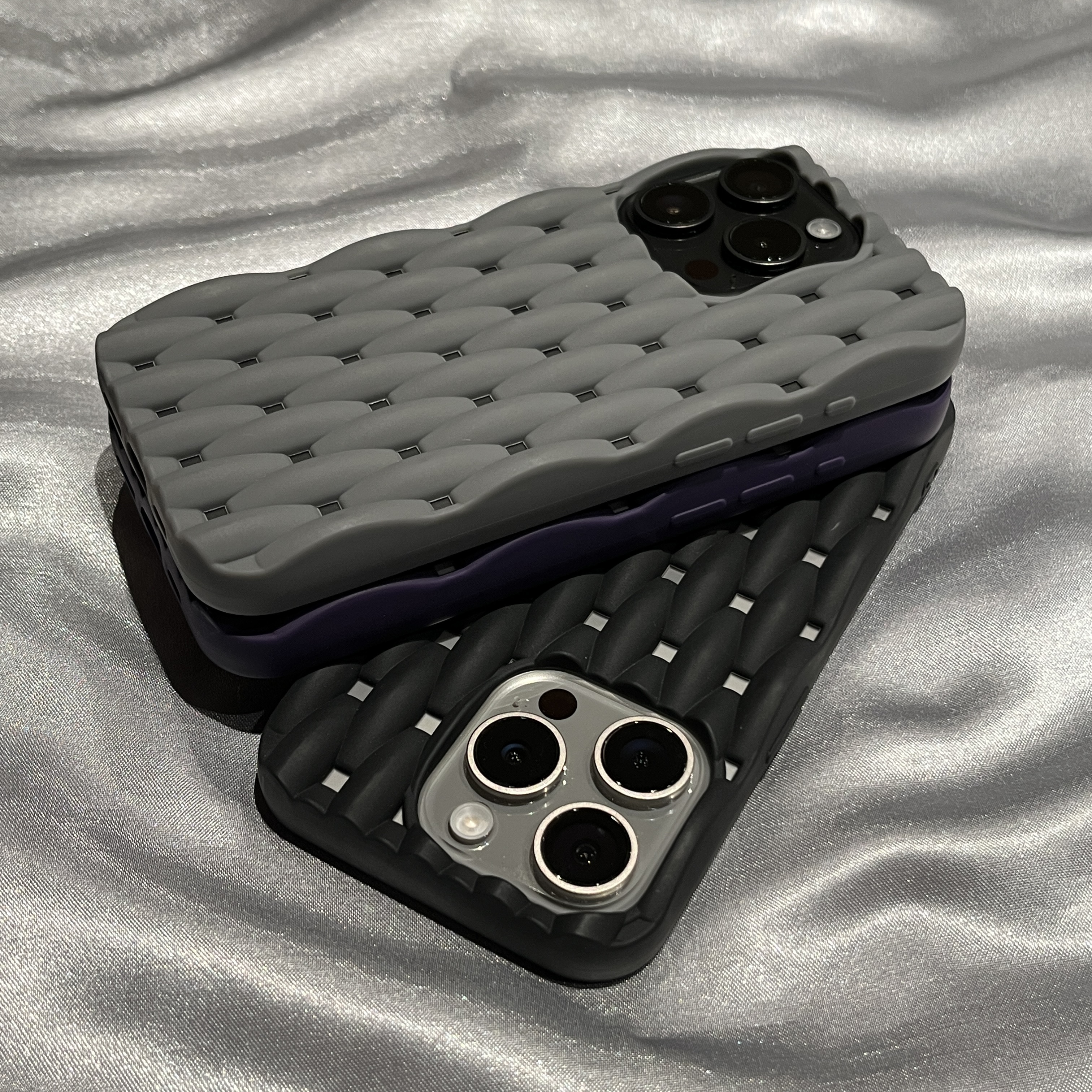 散热透气高级灰麻花纹适用iphone16promax苹果15手机壳14Pro/13套磨砂防指纹12/11软糯防摔创意肤感16保护壳